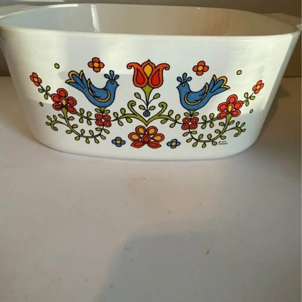 Vintage 1975 Corning Ware Festival Blue Bird Casserole Dishes with Lids. 1 quart